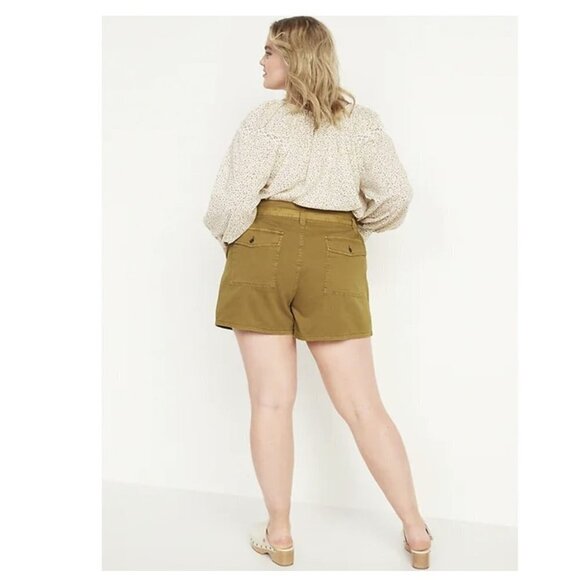 💎013 Old Navy High-Waisted Paper Bag Tie Waist Twill Shorts - Picture 6 of 13